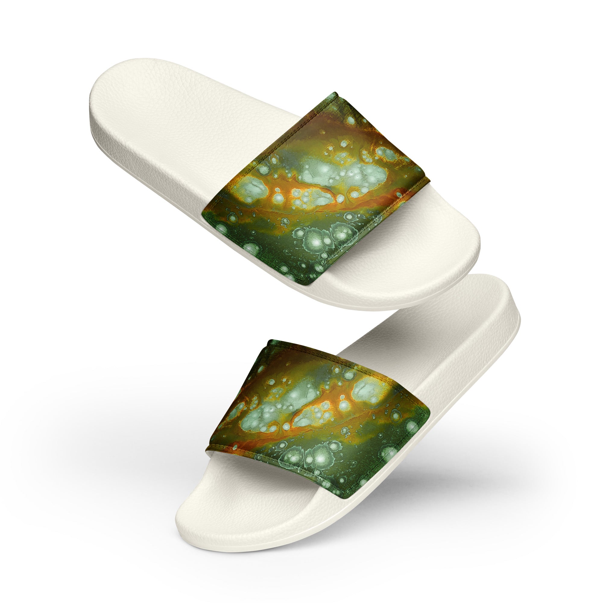 Womyn's Slides- Galaxy Green a.k.a. Surface of Mercury