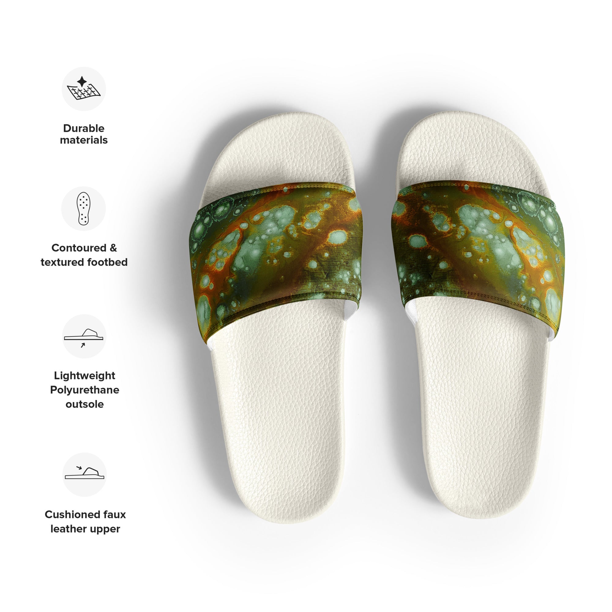Womyn's Slides- Galaxy Green a.k.a. Surface of Mercury