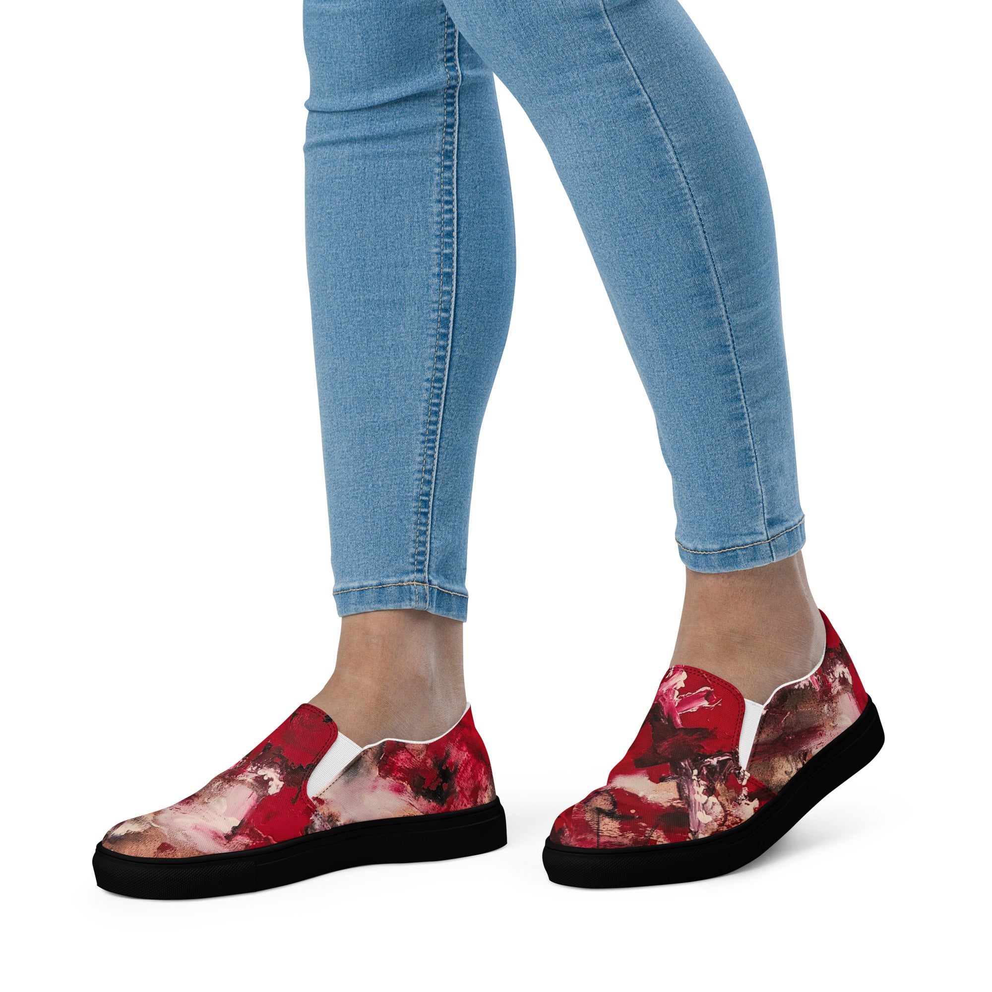 Womyn's Slip On- Mismatch Red