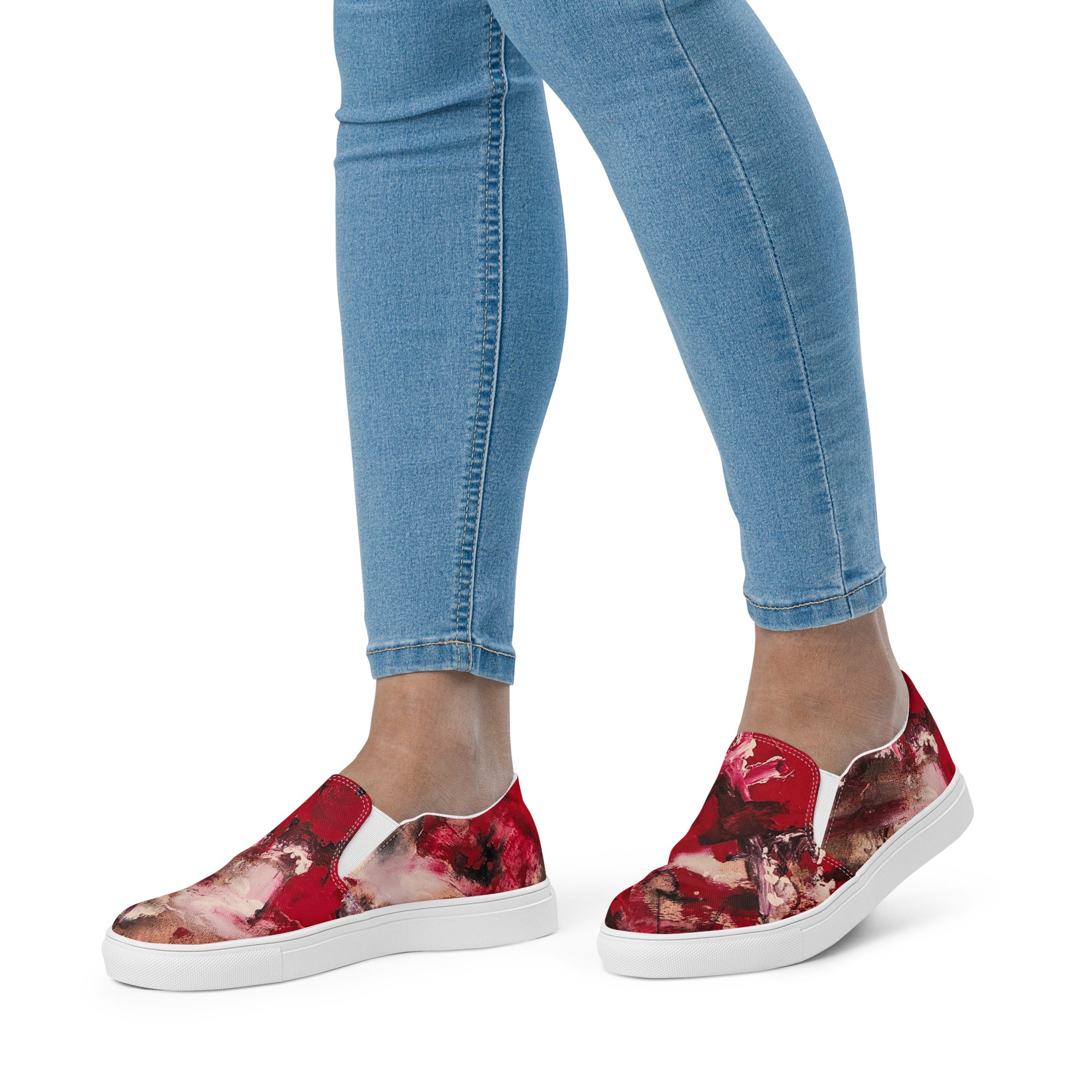 Womyn's Slip On- Mismatch Red